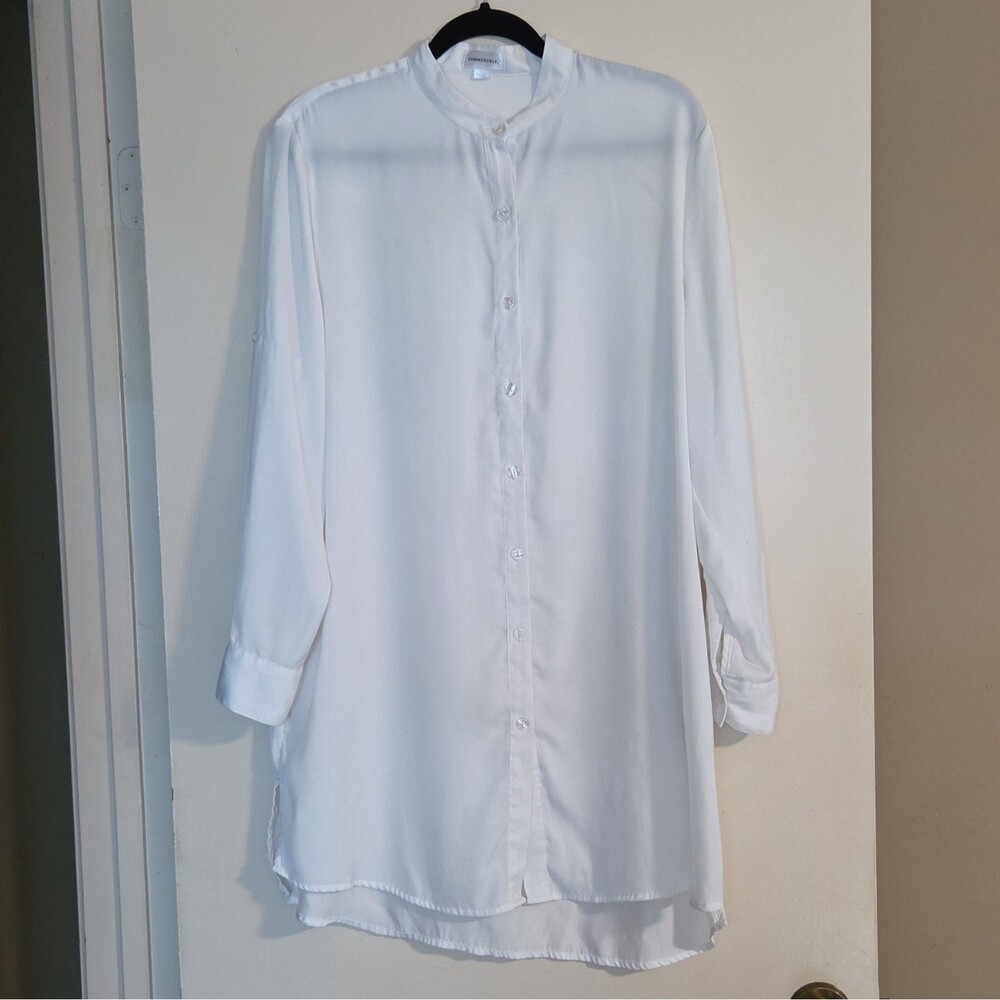 Summersalt Tunic Top Shirt Dress Long Sleeve Button Down White Size M